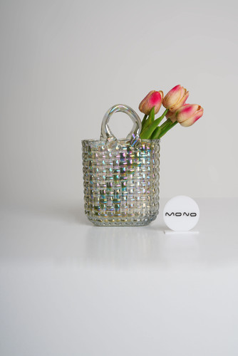 گلدان شیشه ای حصیری