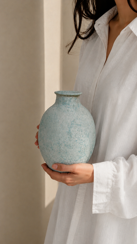 گلدان دکوری پتینه کلاسیک سفالی